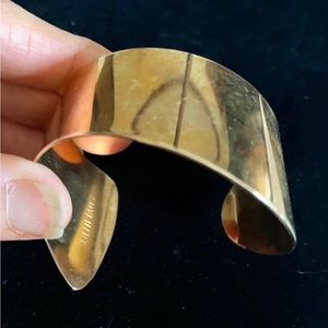 Vintage Designer Sarah Coventry Asymmetrical Brass Tone Metal Cuff Bracelet